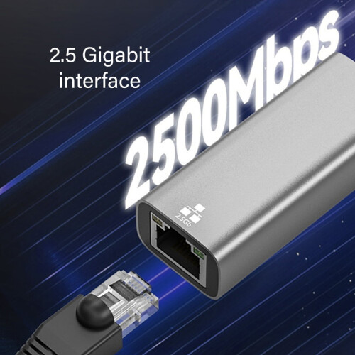 Adaptador Ethernet USB-C y USB-A de 2,5 Gbps con carcasa de aluminio. 2