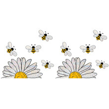 2X Bezaubernder Glasaufkleber im Bienenstil, Bienen-Fensteraufkleber - Sonnenblumen-Buntglas-Fensteraufkleber, Sonnenblumen-Fensteraufkleber