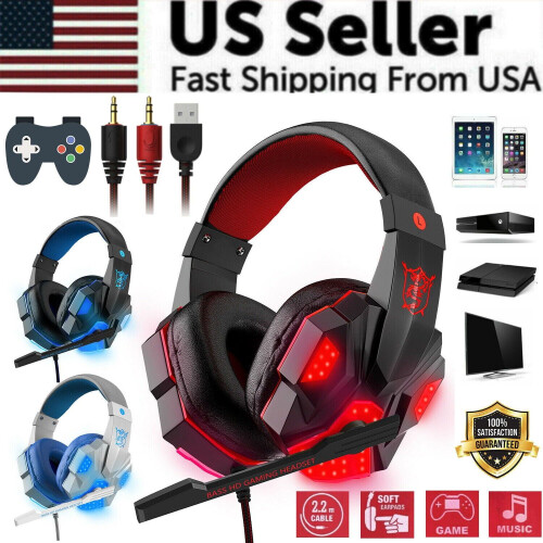 3,5 mm gamingheadset med mikrofon og LED-lys 1