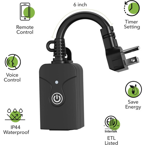 Smart WiFi-uttag för utomhusbruk, kraftig timer, 1 uttag 1