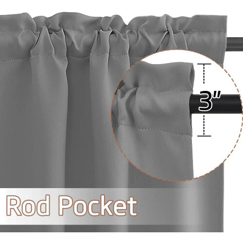 Silver Grey Rod Pocket Window Valances 42"x18" 2 Panels 1