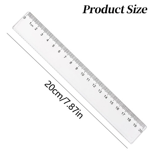 Klar plastiklineal 20 cm metrisk mm/cm 1
