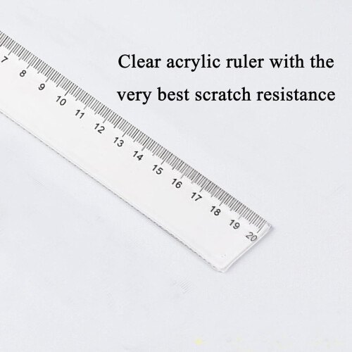 Klar plastiklineal 20 cm metrisk mm/cm 2