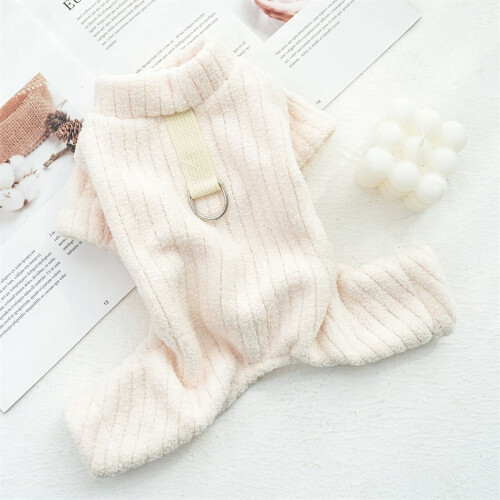 Hundefleecepyjamas Ensfarvede Overalls Small Medium Hvid 1