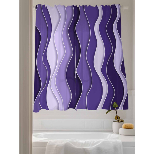 Sheer Curtains Purple Gradient Waves 52x63 Inch 2 Panels 2