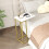 C-Shaped End Table White Wood Top Gold Frame 1pc 4