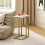 C-Shaped End Table White Wood Top Gold Frame 1pc 5