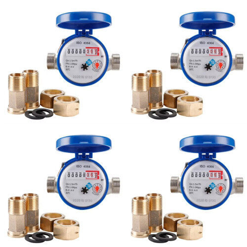 4X  Water Meter Mechanical Rotary Pointer Counter Flow Water Meter Digital Display Water Measuring Tools