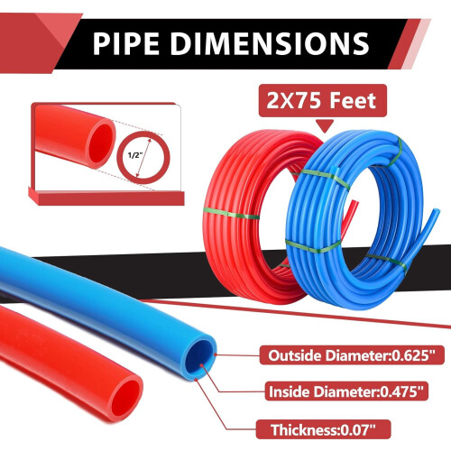 Σωλήνας EFIELD PEX-B μπλε/κόκκινο1/2 ίντσα150ft με πιστοποίηση NSF 1