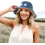 Cappello a secchiello in denim da donna, blu, stile western. 4