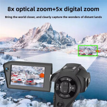 8K Digital DV Camera, 75MP Video Camcorder with Dual Lens 16X Digital Zoom Rotatable Screen Remote Control for Vlogging