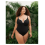 Women's Black V-Neck Backless One-Piece Swimsuit 2