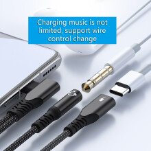 Type C til 3,5 mm hovedtelefonadapter med 60W PD og 90 vinkel