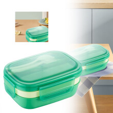 Neutral Stackable Lunch Box with Cutlery, 3-Compartment, 67
