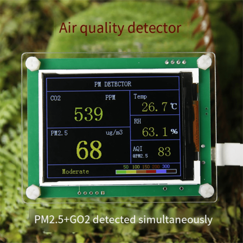 Auto-Luftqualitätsdetektor PM2,5 CO2 Temperatur Luftfeuchtigkeit 2,8 Zoll 2