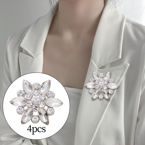 Boutons strass fleurs argentés (4 pièces) 2