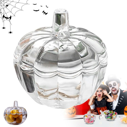 Glass pumpkin candy jar with lid 1 piece