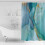 Blågrønt bruseforhæng 86 x 183 cm med blå marmortekstur 2