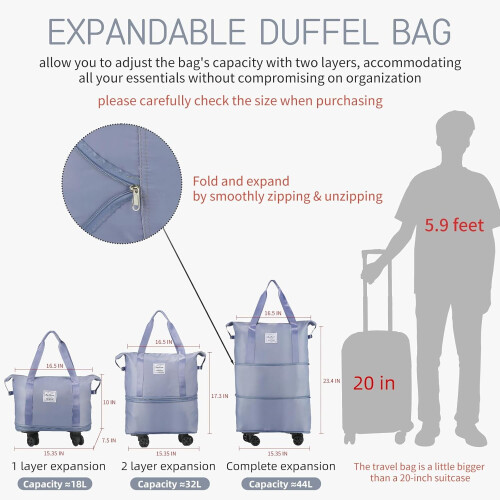 Mála Duffle Rollta Gorm Inleathnaithe Fillteach18–44L 2