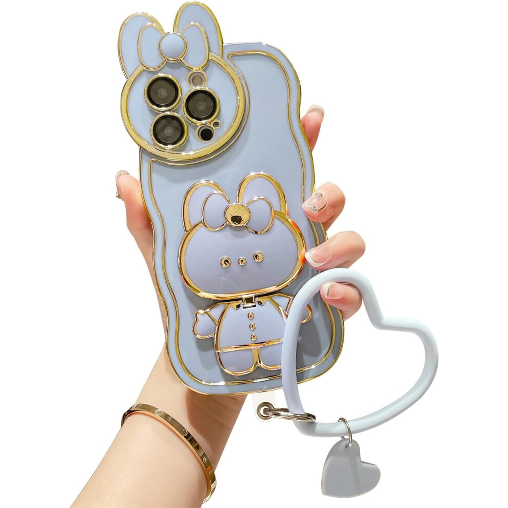 Bunny Iphone 13 Case With Mirror Bracket And Heart Chain 901175602610