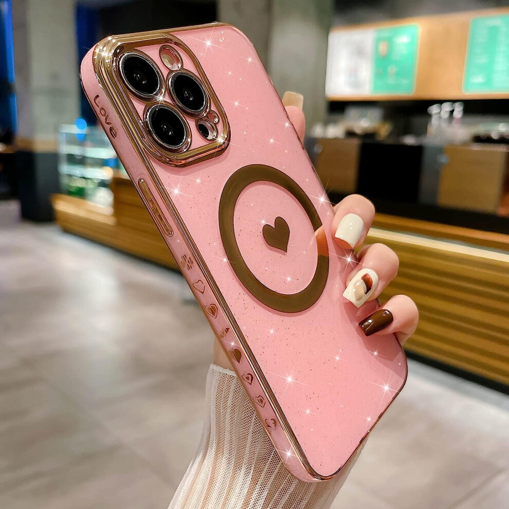 Iphone 13 Pro Max 6.7 Inch Glitter Heart Case Pink 301029615443