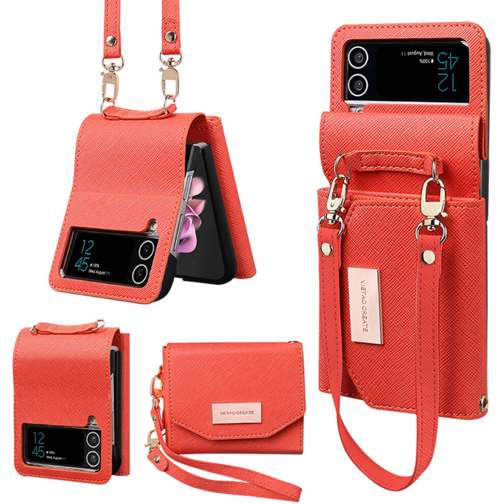 Samsung Galaxy Z Flip 4 Wallet Case Pu Leather Orange 901175601989