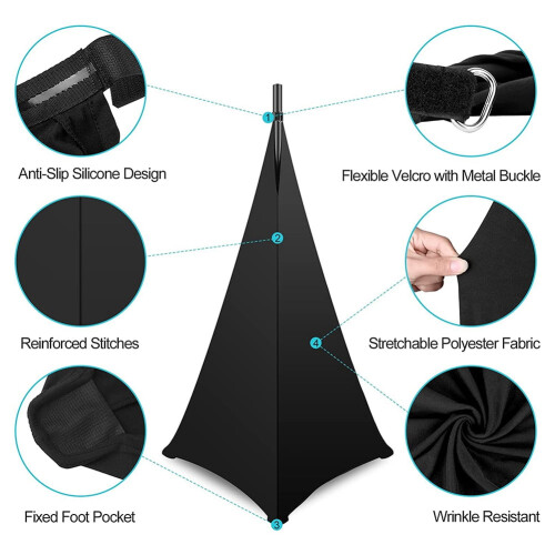 Speaker Stand Cover Black for Adjustable Tripod Stands (2 2
