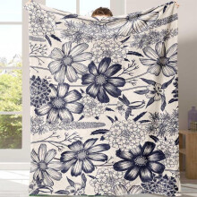 Couverture en flanelle à motif floral, douce, chaude et légère, 127 x 152 cm