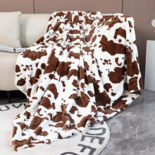 Couverture en flanelle Ă motif vache, chaude et confortable, 127 x 152 cm