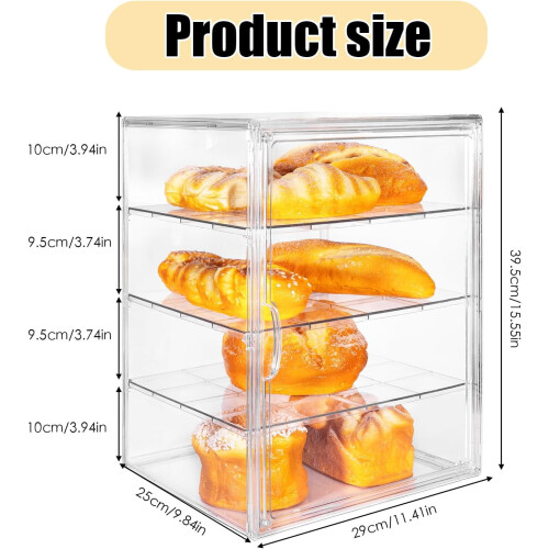 Transparente Gebäckvitrine mit Magnettür, 4-lagig 1