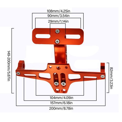 Aluminum Motorcycle Rear License Plate Frame Adjustable 2