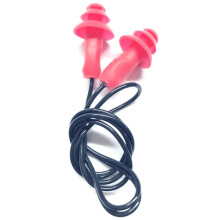 Silicone Gel Soft Earplugs with Cord for Swimming Black