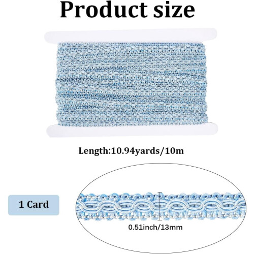 Modrý strapcový tkaný vrkoč, polyester, 10 m 1/2 palca 1