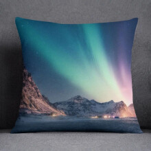 Cotton Linen Pillow Case Snow Sky Pattern 2 Pack