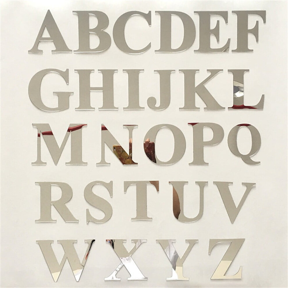 Acrylic Mirror Wall Stickers Alphabet Letters 26 Pcs Silver 901175623554