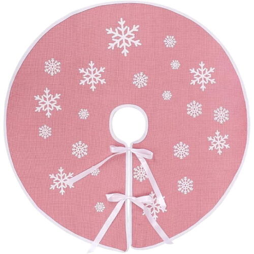 Christmas tree skirt burlap red snowflake 30 inch