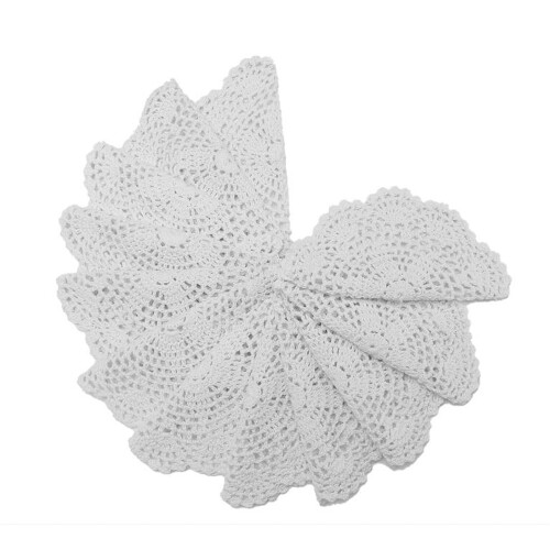 Sets de table en coton blanc crocheté avec napperons en dentelle (12 pièces) 2