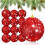 Glitter Sequin Christmas Ball Ornaments Red 12 pcs 1