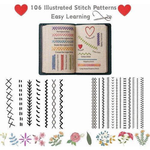 Embroidery Stitch Book Kit 106 Patterns 86 Pieces 1