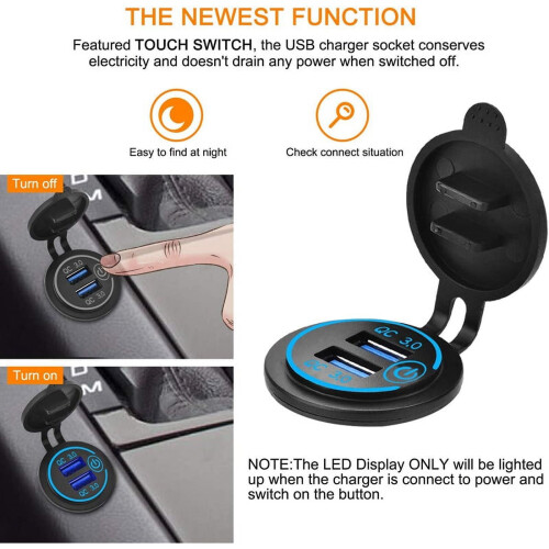 12V USB-Anschluss, Dual-QC3.0-Kfz-Ladegerät, 36W 2