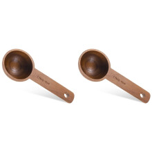2X Walnut Wooden Coffee Scoop for Jars, Coffee Scoop for Ground Coffe Handmade Tablespoon Measuring Spoon