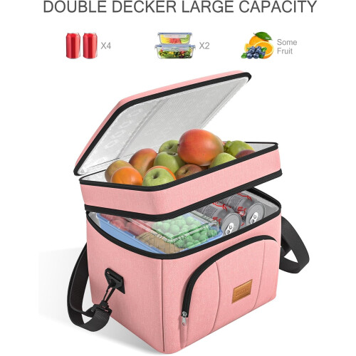 Boîte à lunch isotherme à double compartiment 12 L Rose 1