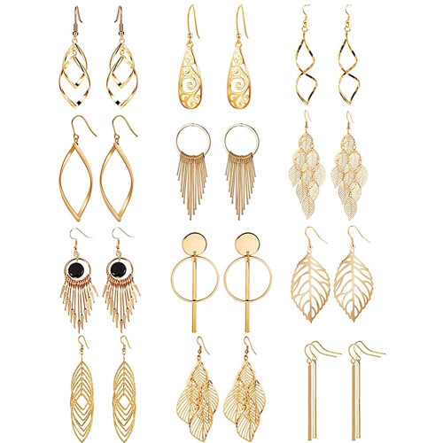 Drop Dangle Earrings Copper 12 Pairs