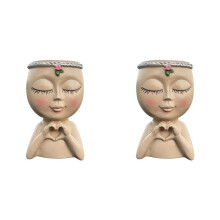 2 Piezas Maceta Facial de Resina Maceta Linda Macetas Decorativas Únicas Macetas de Flores Suculentas Maceta Facial Macetas Maceta Facial