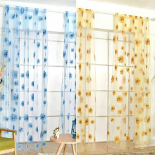 Sunflower Sheer Curtains Yellow Voile 37"x78.5"