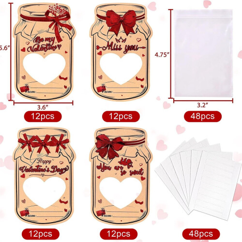 Valentine's Day Candy Cards Drifting Bottle Shape 24 pcs 2