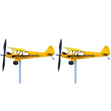 2X Thyggzjbs Piper J3 Cub Airplane Weathervane, Mulino un Vento nel Metallo Unico e Magico 3D Scultura un Vento All'Aperto Kinetic A