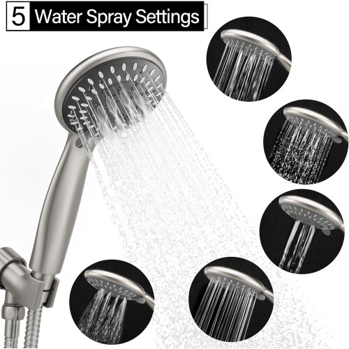Shower Set with Handheld Showerhead 5 Settings 59 Inch 2
