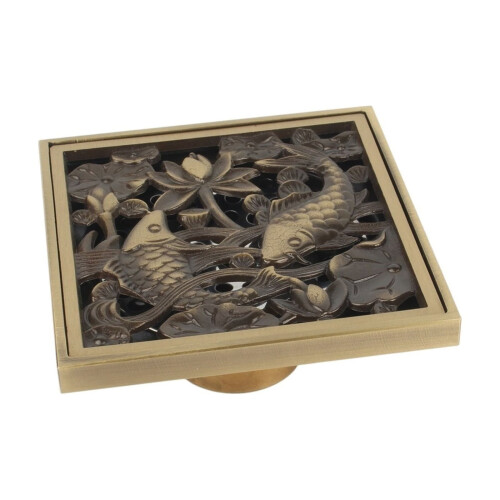 Square Shower Floor Drain Antique Copper 4 Inch 1