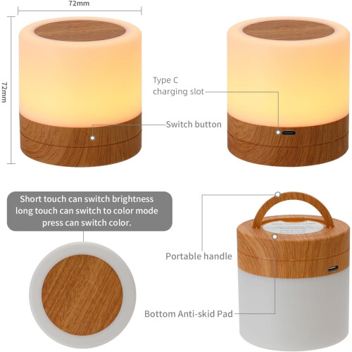 Veilleuse pour chambre d'enfant rechargeable par USB, marron, 13 couleurs 2